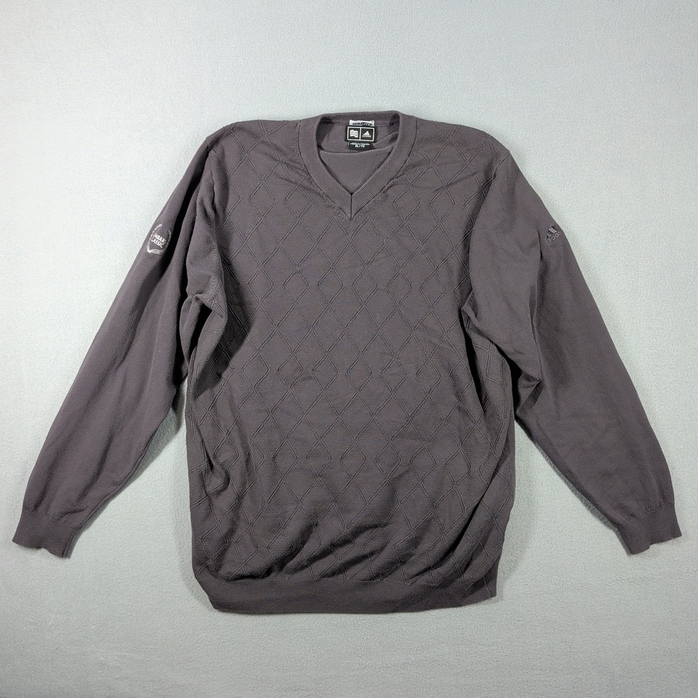 Adidas‎ Sweater Men's XL Gray V Neck Long Sleeve Performance Lombardi Classic
